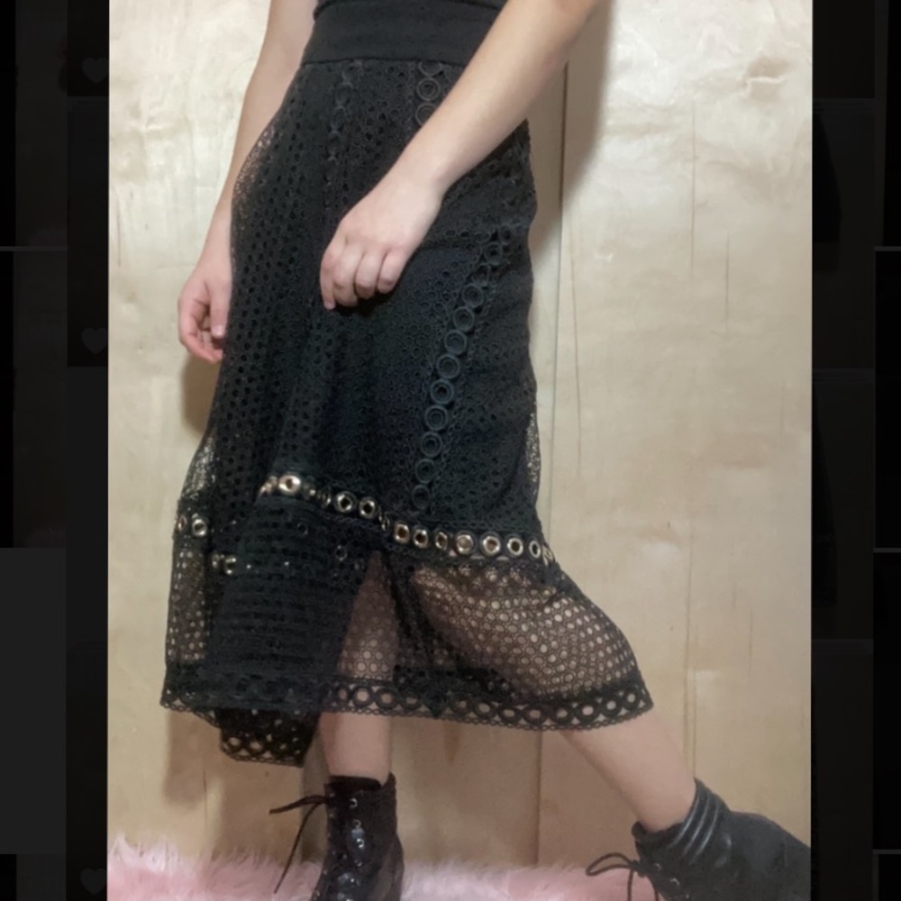 Maje Black Calf Length Skirt